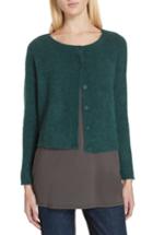 Women's Eileen Fisher Ballet Neck Cashmere Blend Cardigan - Green