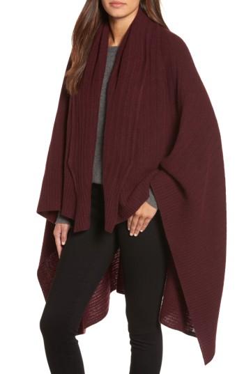 Women's Halogen Cashmere Wrap, Size - Burgundy