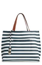 Street Level Reversible Faux Leather Tote - Blue