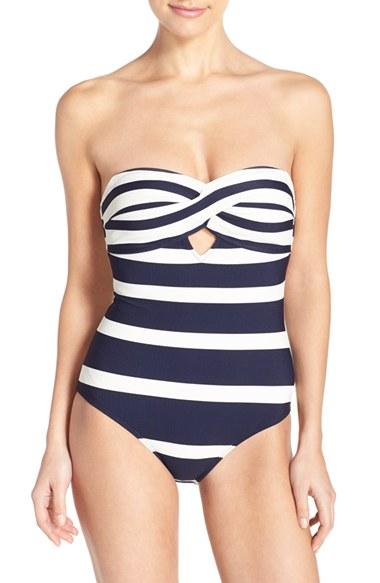 Women's Ted Baker London 'cirana' Textured Bandeau One-piece Swimsuit