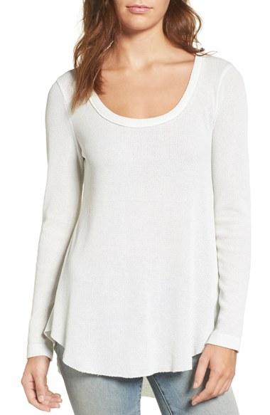 Women's Hinge Shirred Back Thermal Tee, Size - Ivory