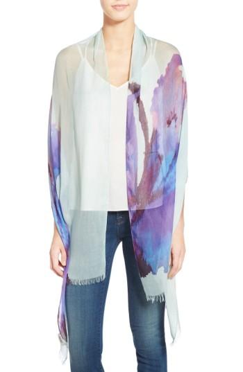Women's Badgley Mischka 'wild Iris' Print Modal & Silk Scarf, Size - Blue