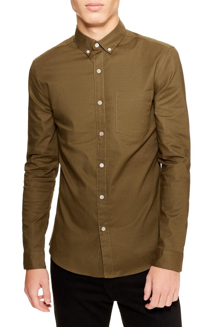 Men's Topman Classic Fit Oxford Shirt - Green