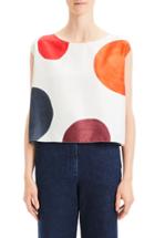 Women's Theory Circle Print Boxy Silk Top, Size - Ivory