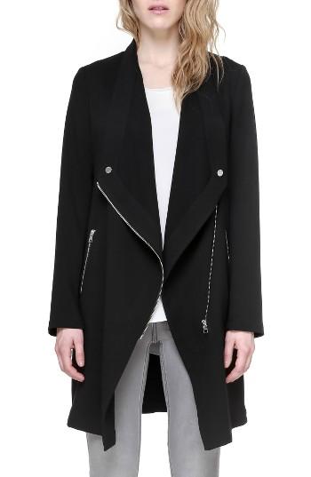 Women's Soia & Kyo Draped Asymmetrical Coat - Black
