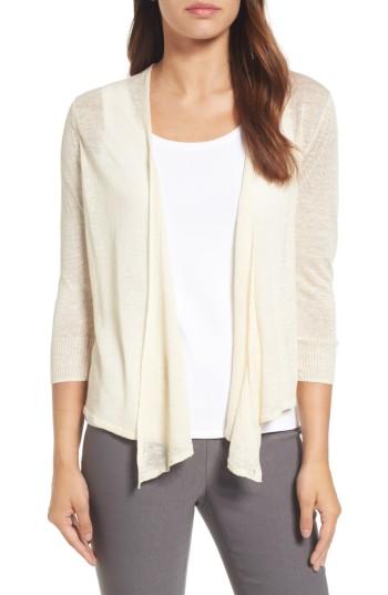Petite Women's Nic+zoe 4-way Convertible Three Quarter Sleeve Cardigan P - Beige