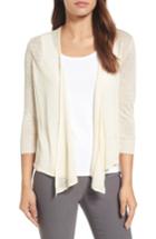 Petite Women's Nic+zoe 4-way Convertible Three Quarter Sleeve Cardigan P - Beige
