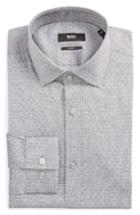Men's Boss Slim Fit Dot Dress Shirt - Black