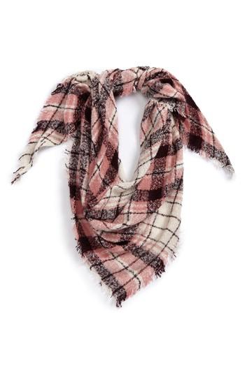 Women's David & Young Dusty Plaid Square Scarf, Size - Pink