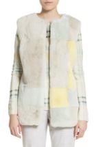 Women's St. John Collection Genuine Rabbit Fur Intarsia Vest - Brown