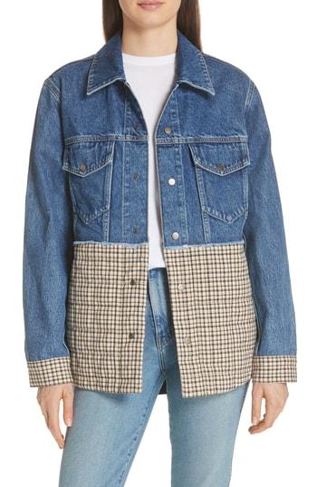 Women's Sandro Mix Media Denim Jacket Us / 34 Fr - Blue