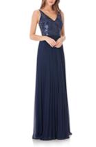 Women's Carmen Marc Valvo Infusion Sequin & Pleat Gown - Blue