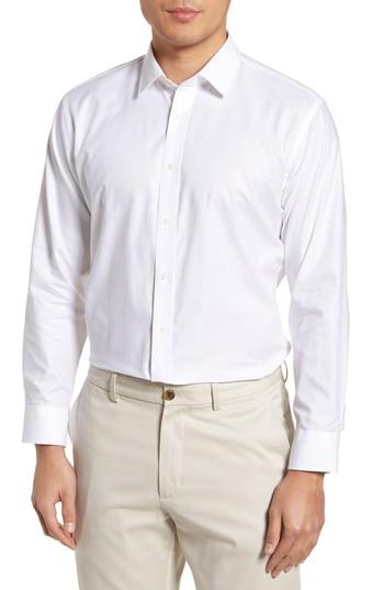 Men's Nordstrom Men's Shop Trim Fit Herringbone Dress Shirt 34/35 - White