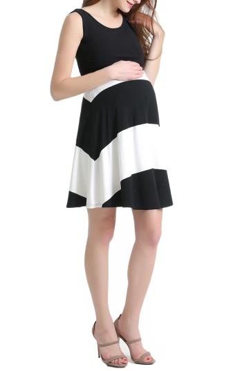 Women's Kimi And Kai Amanda Stripe Maternity Babydoll Dress - Black