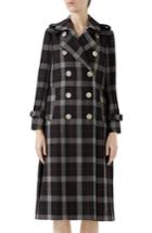 Women's Gucci Oversize Check Pleated Back Coat Us / 44 It - Black