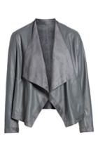 Women's Bb Dakota Teagan Reversible Faux Leather Drape Front Jacket, Size - Grey
