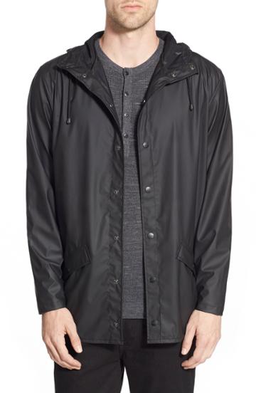 Men's Rains Lightweight Hooded Rain Jacket - Black