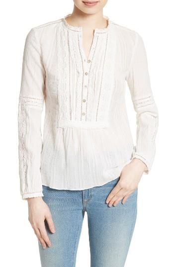 Women's Rebecca Taylor Lace Trim Cotton Gauze Top