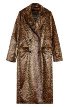Women's Topshop Toni Faux Fur Leopard Long Coat Us (fits Like 0) - Brown