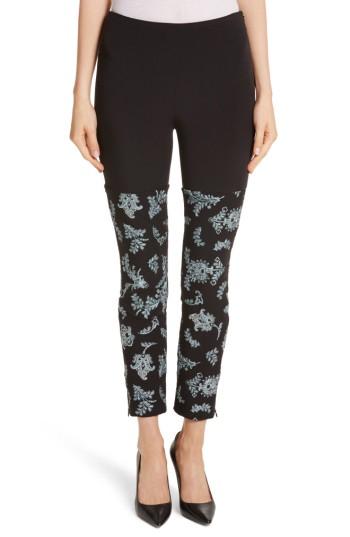 Women's Cinq A Sept Marin Embroidered Leggings - Black