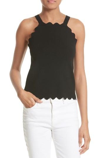 Women's Milly Scallop Knit Tank - Black