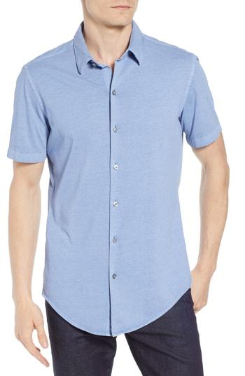 Men's Boss Robb Trim Fit Jersey Sport Shirt - Blue