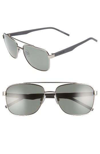 Men's Polaroid Eyewear 60mm Polarized Navigator Sunglasses - Ruthenium/ Green