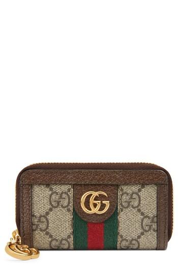 Women's Gucci Ophidia Gg Supreme Zip-around Key Case - Beige