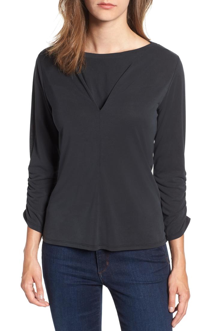Women's Trouve Pleat Detail Top - Black