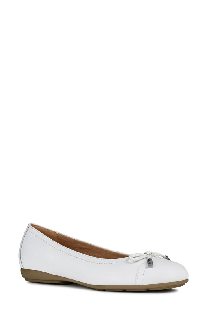 Women's Geox Annytah Cap Toe Flat Us / 35eu - White