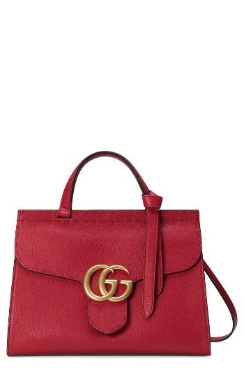 Gucci Gg Marmont Top Handle Leather Satchel -