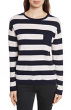 Women's Chinti & Parker Navy Pop Stripe Cashmere Sweater - Pink