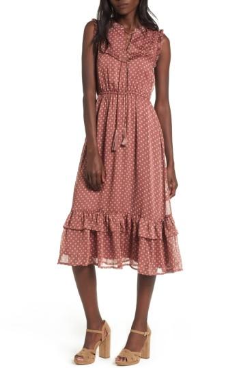Women's Moon River Ruffle Midi Dress - Pink