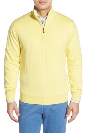 Men's Bobby Jones Windproof Merino Wool Quarter Zip Sweater - Yellow