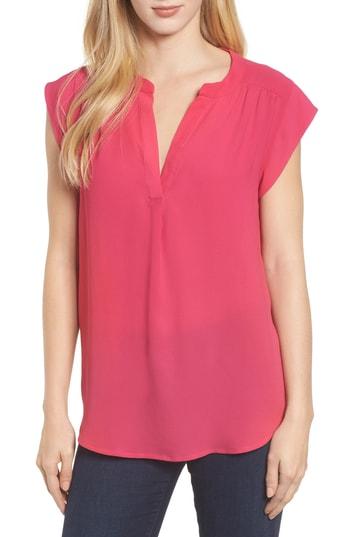 Petite Women's Gibson Split Neck Top P - Pink