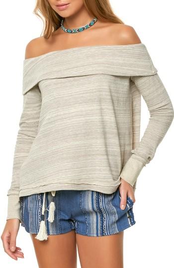 Women's O'neill Off The Shoulder Raw Edge Top - White