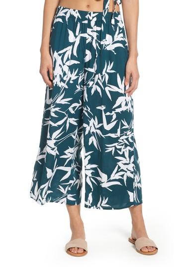 Women's Obey Calico Leaf Print Crop Pants - Green