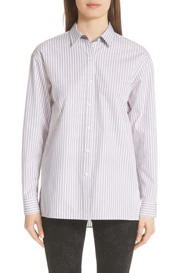 Women's Lafayette 148 New York Jessie Stripe Shirt - Burgundy