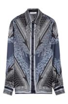 Women's Versace Collection Scarf Print Silk Blouse Us / 44 It - Blue