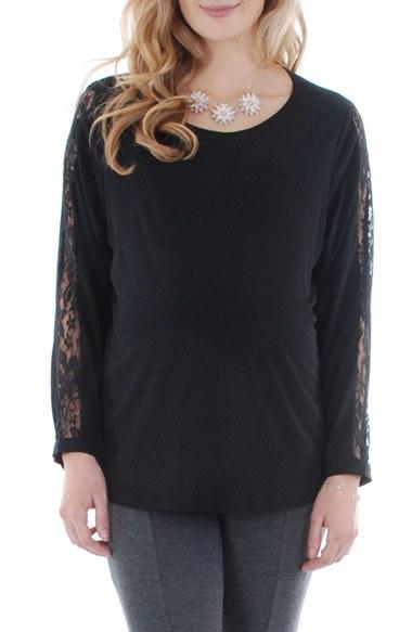 Women's Everly Grey Kira Lace Sleeve Maternity Top - Black