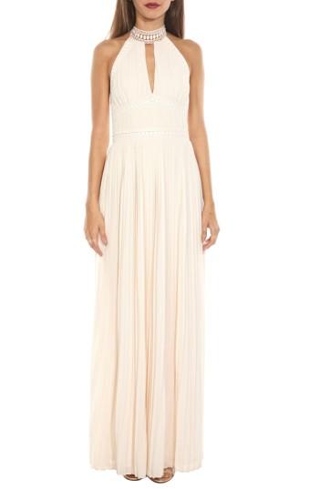 Women's Tfnc Corinne Lace Trim Halter Maxi Dress - Beige