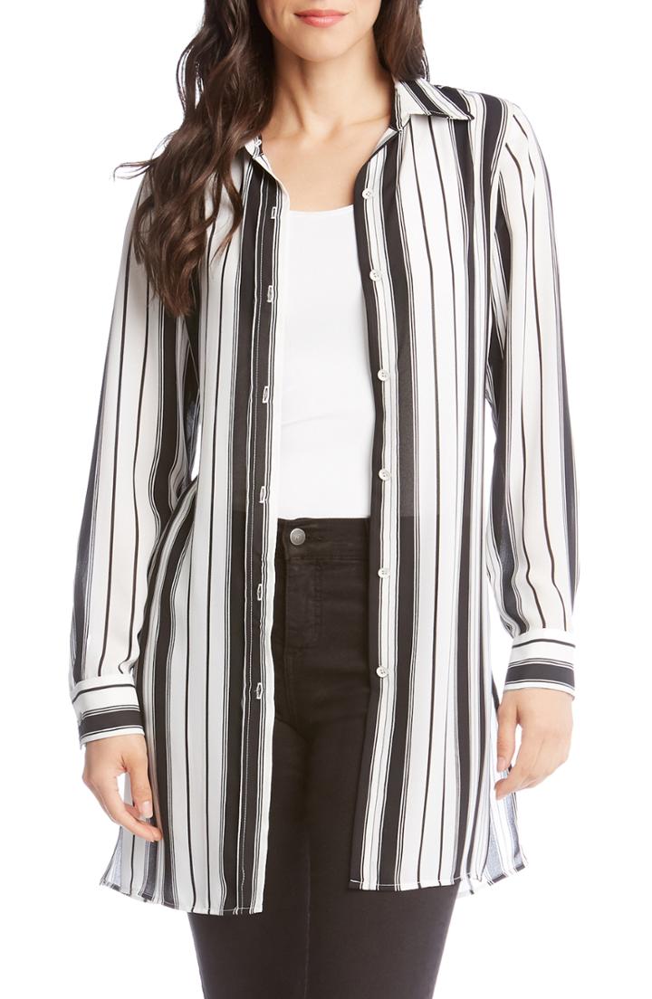 Women's Karen Kane Stripe Belted Tunic Top - White