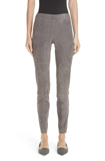 Women's Lafayette 148 New York Brooklyn Suede Pants - Grey
