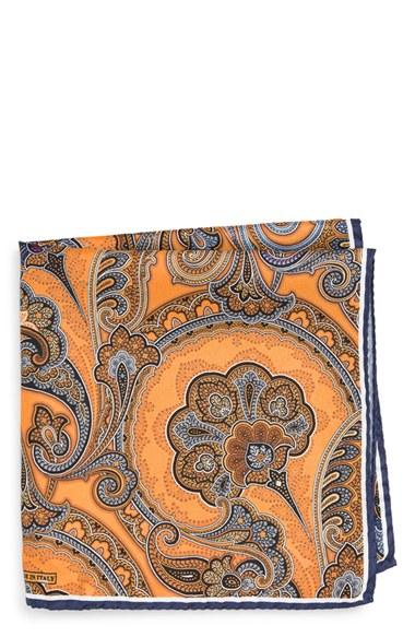 Men's Nordstrom Men's Shop Paisley Silk Pocket Square, Size - Yellow