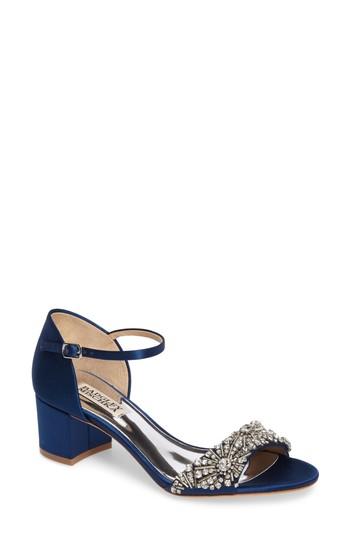 Women's Badgley Mischka Mareva Ankle Strap Block Heel Sandal .5 M - Blue