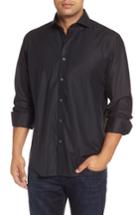 Men's Bugatchi Classic Fit Solid Mercerized Cotton Sport Shirt, Size - Black