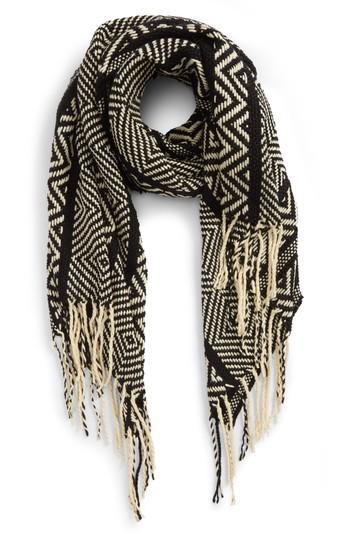 Women's Nyc Underground Geometric Knit Scarf, Size - Black