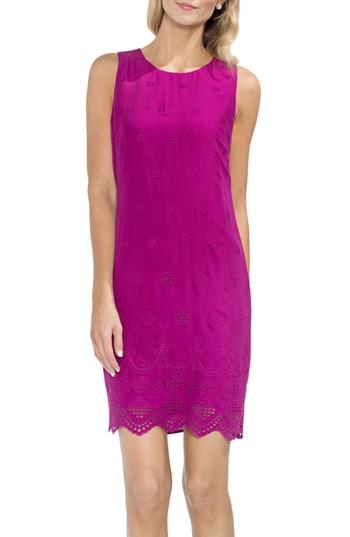 Women's Vince Camuto Scalloped Eyelet Shift Dress - Pink