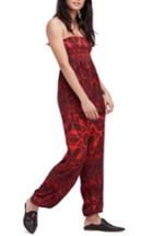 Women's Free People Thinking Of You Smocked Jumpsuit - Red