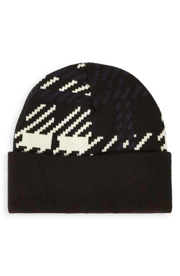 Men's Topman Check Beanie - Black